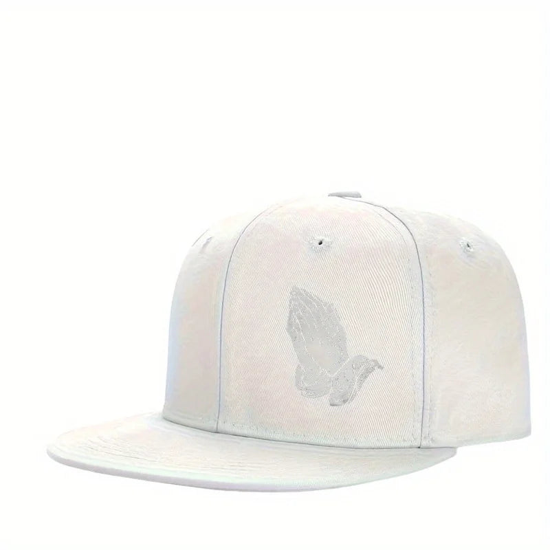 Praying Hands Graphic Hip Hop Flat Brim Snapback Cap