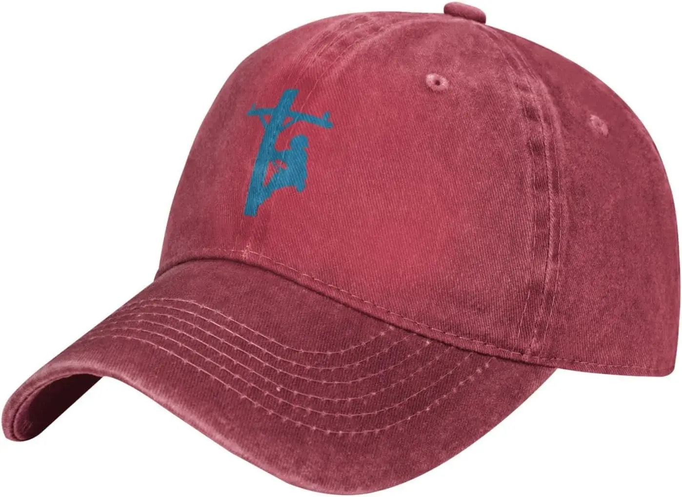 Lineman Climbing Utility Pole Distressed Baseball Cap