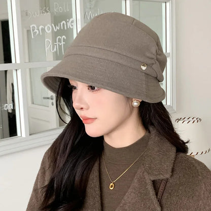 Soft Brim Metal Label Fashion Bucket Hat