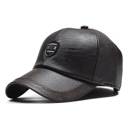 M Label Pu Leather Adjustable Baseball Cap