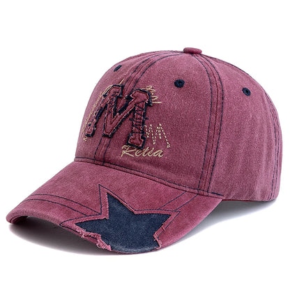 Retro M Letter Embroidery Baseball Cap Unisex