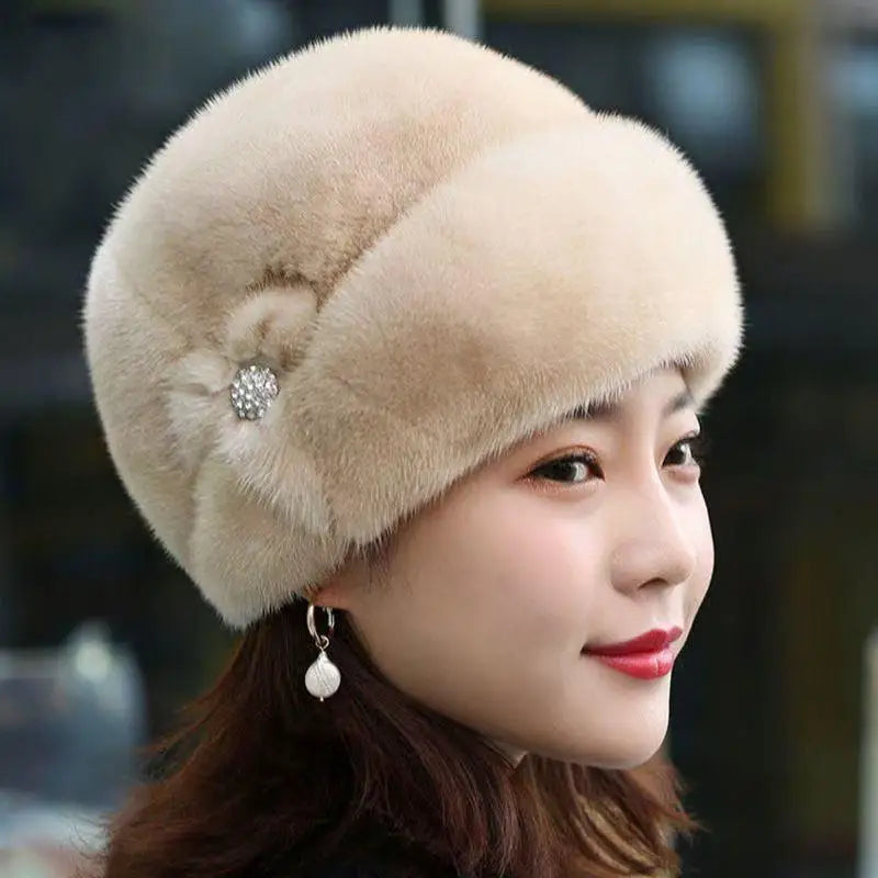 Faux Fur Flower Winter Bucket Hat