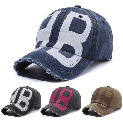 BB Letter Distressed Washed Baseball Cap