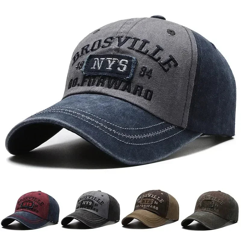 Distressed Cotton Letter Embroidered Baseball Cap