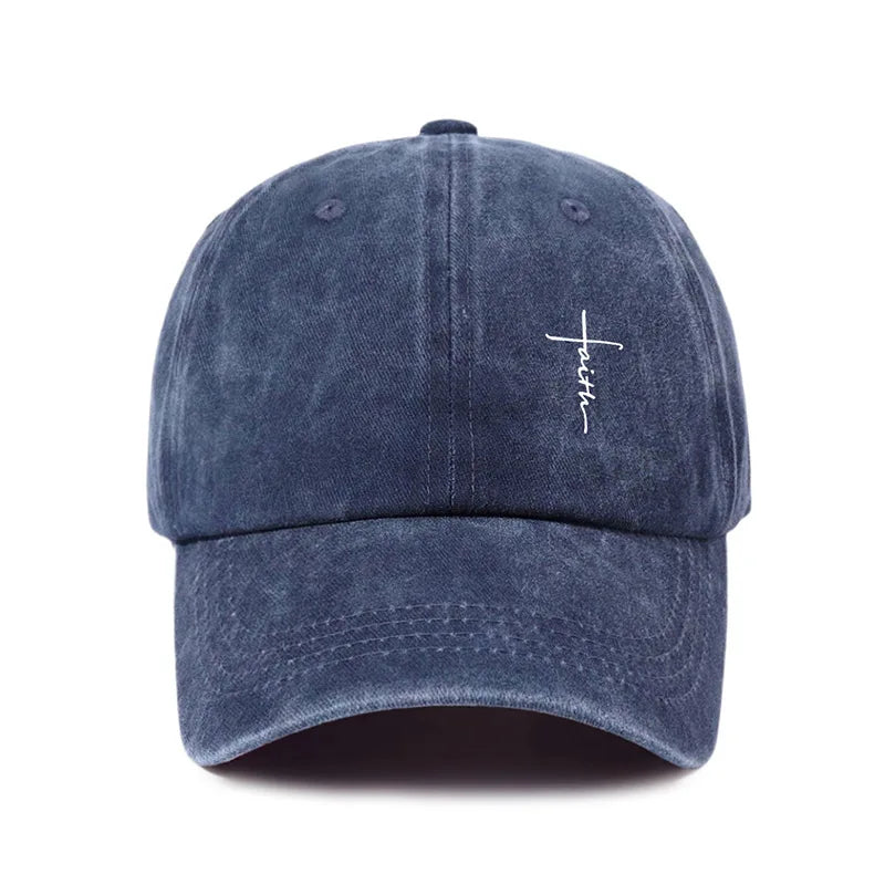 Retro Cross Print Water Resistant Washed Baseball Cap