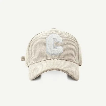 Corduroy Letter C Winter Baseball Cap