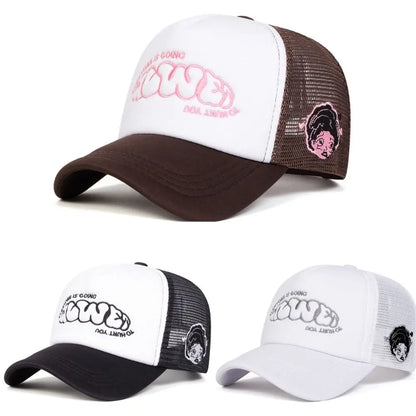 Fashion Letter Embroidery Mesh Unisex Baseball Cap