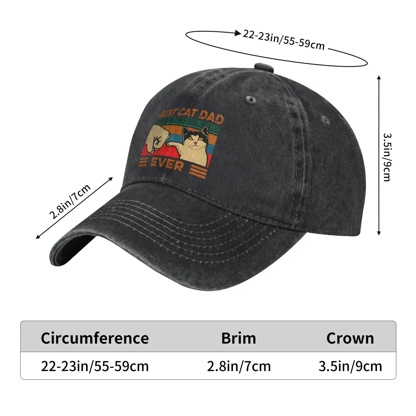 Best Cat Dad Ever Washed Denim Adjustable Trucker Baseball Cap
