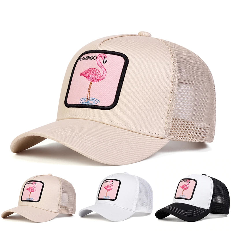 Unisex Flamingo Patch Embroidery Baseball Net Caps