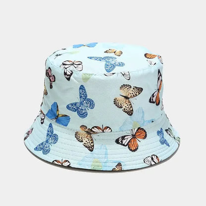 Cotton Butterfly Print Bucket Hat