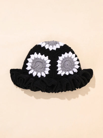 Vintage Spliced Crochet Winter Bucket Hat
