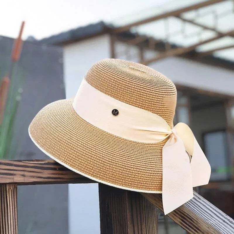 French Hepburn Bow Wide Brim Bucket Hat