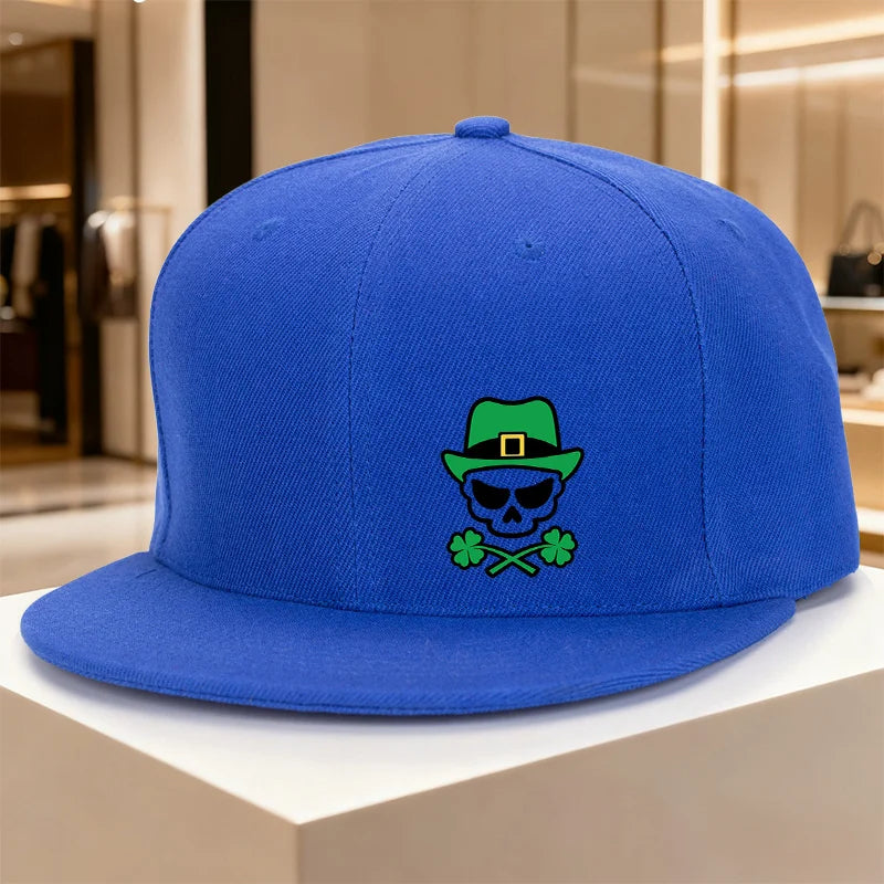 Skull Leprechaun Shamrock Print Casual Snapback Cap