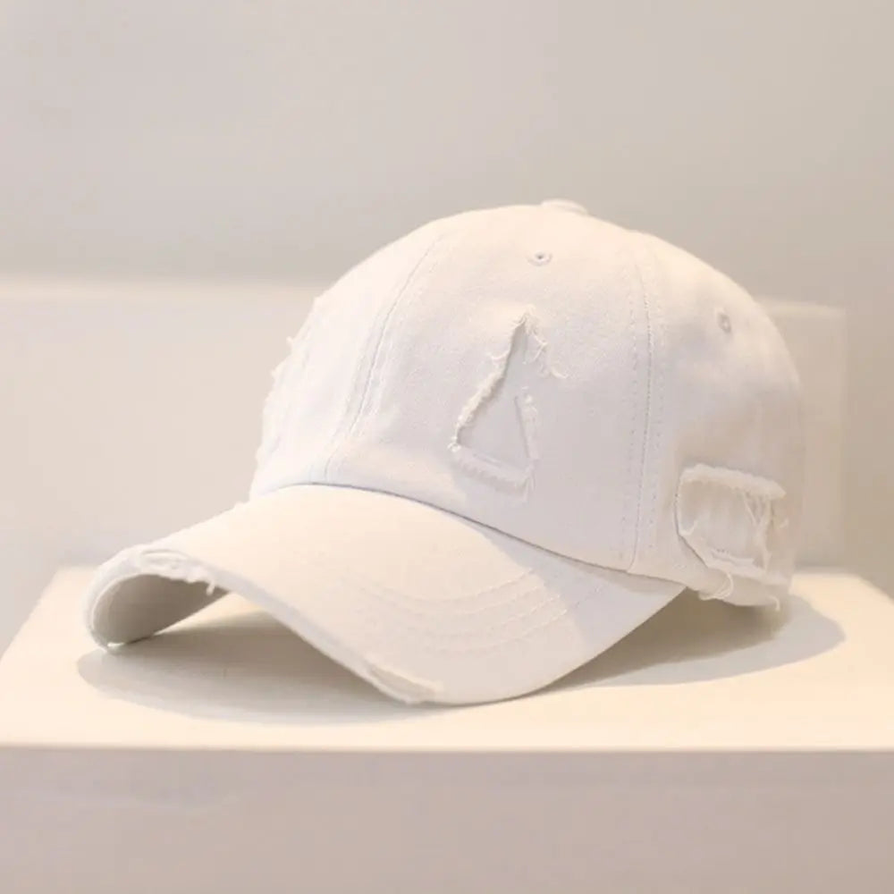 Trendy Worn Hole Letter Streetwear Baseball Cap