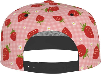 Cute Strawberry Flat Brim Snapback Cap