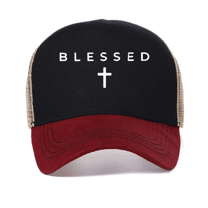 Blessed Cross Geometric Pattern Mesh Baseball Cap