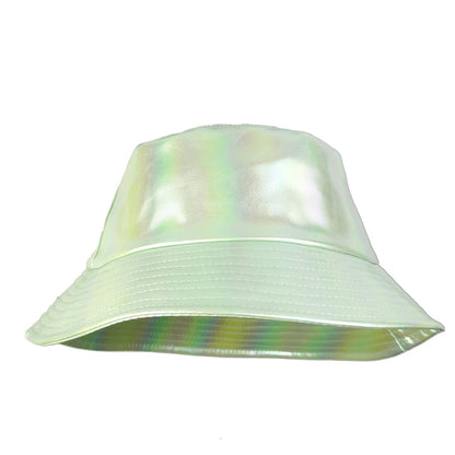 Laser Rainbow Luminous Faux Leather Bucket Hat