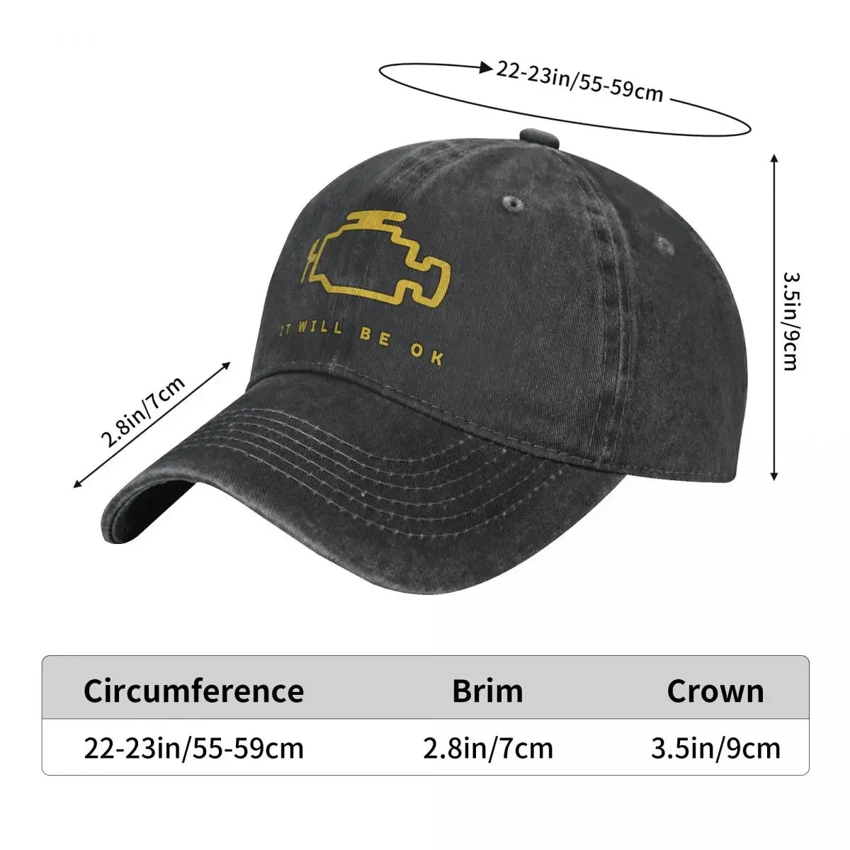 Mechanic Check Engine Light Washed Baseball Cap