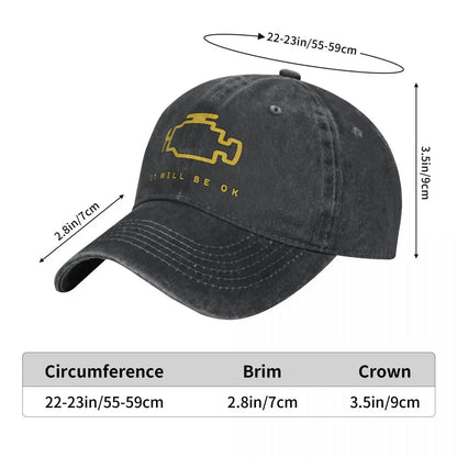 Mechanic Check Engine Light Washed Baseball Cap