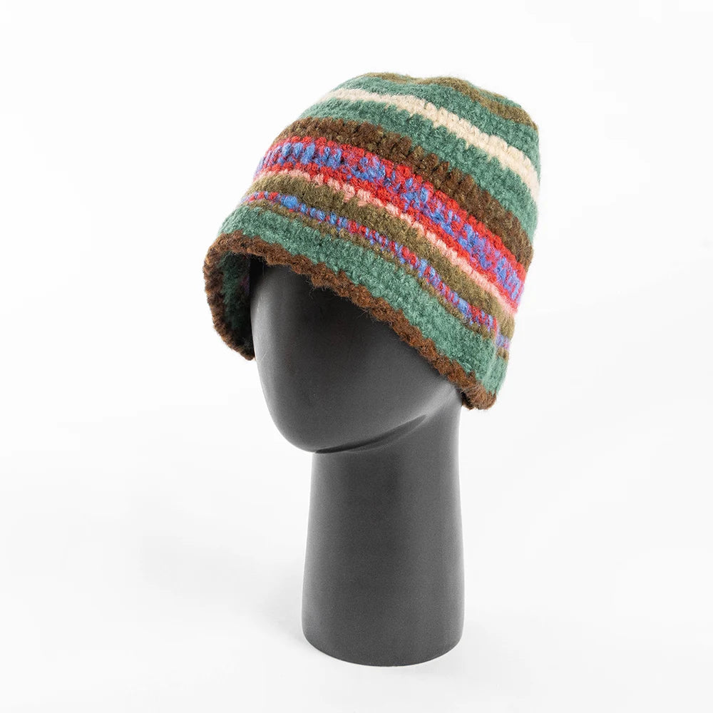 Hand Woven Colorful Knitted Winter Bucket Hat