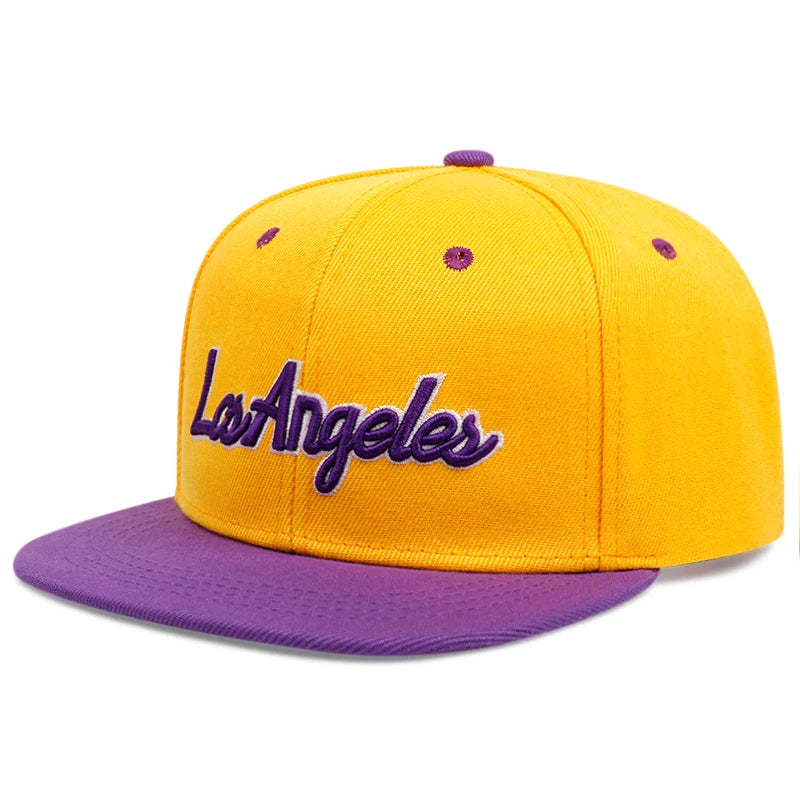 Los Angeles Letter Embroidered Flat Edge Snapback Cap