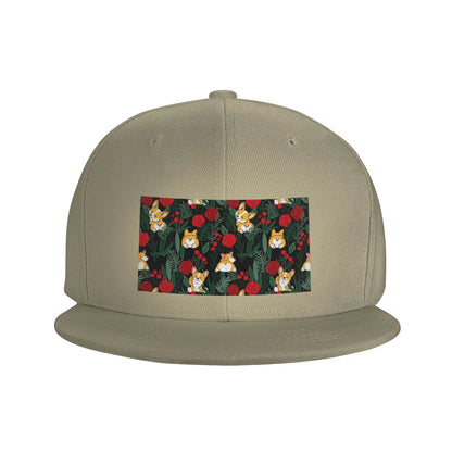 Corgi Dog Garden Scene Breathable Snapback Cap