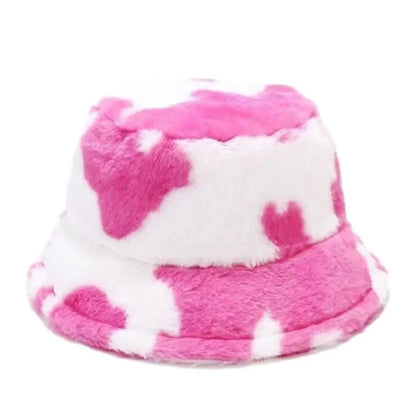 Faux Fur Cow Print Bucket Hat