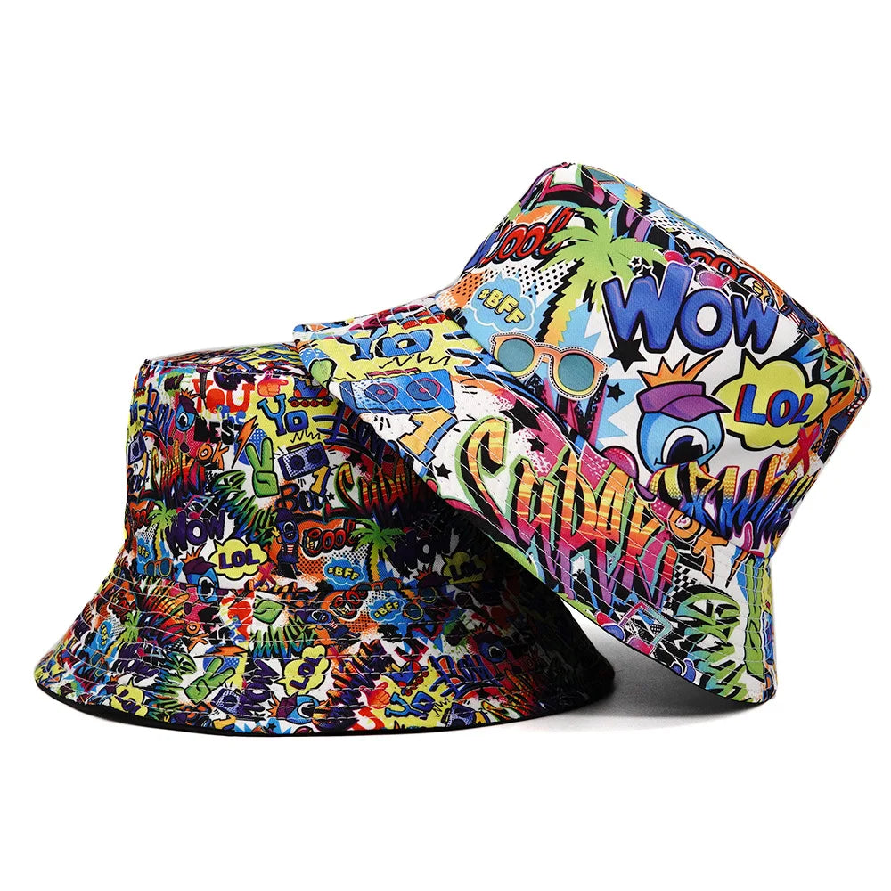 Graffiti Letter Print Bucket Hat