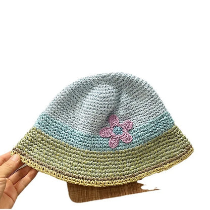 Women Hollow Flower Crochet Spring Summer Bucket Hat