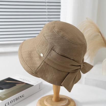 Women's Bucket Hat With Bow Solid