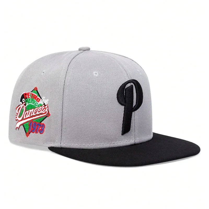 Unisex P Letter Embroidered Snapback Cap Outdoor Sports