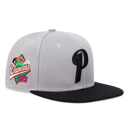 Unisex P Letter Embroidered Snapback Cap Outdoor Sports