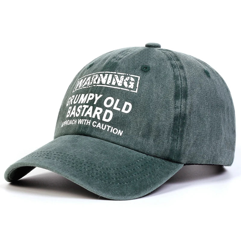 Warning Grumpy Old Bastard Printed Baseball Cap