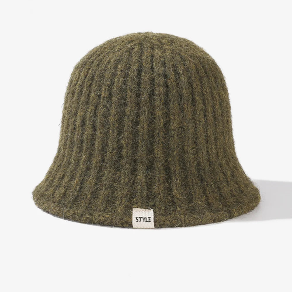 Striped Knit Big Head Bucket Hat