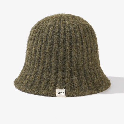 Striped Knit Big Head Bucket Hat