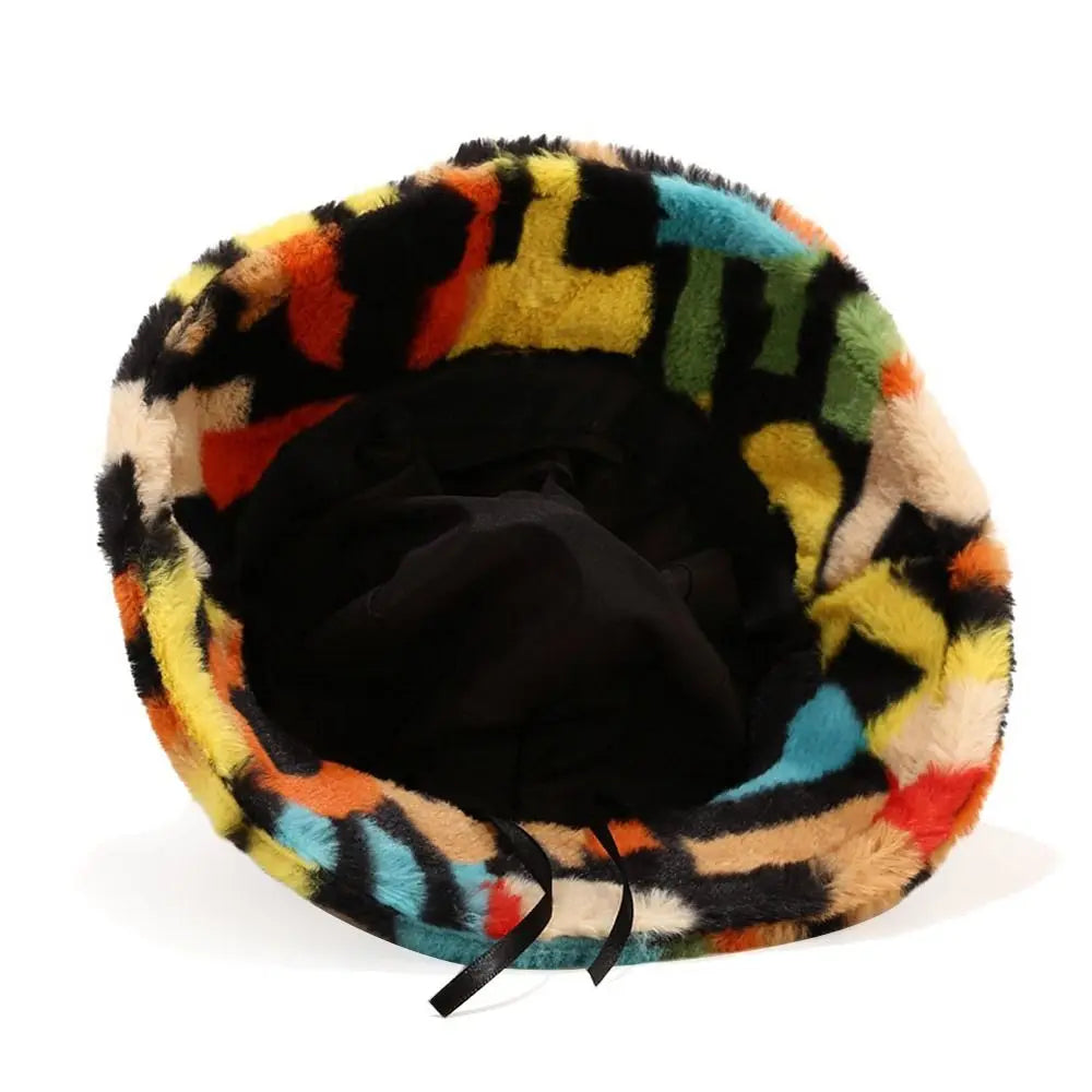 Winter Fluffy Fur Thickened Windproof Warm Bucket Hat Women Men