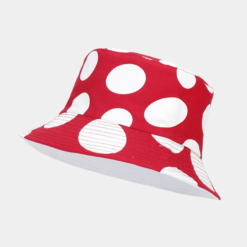Cotton Cartoon Mushroom Print Bucket Hat