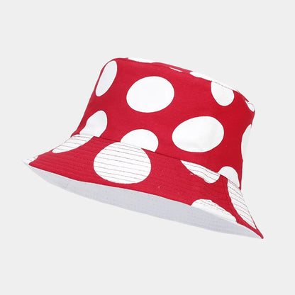 Cotton Cartoon Mushroom Print Bucket Hat