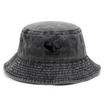 Gym Cotton Washed Vintage Fitness Bodybuilding Streetwear Bucket Hat