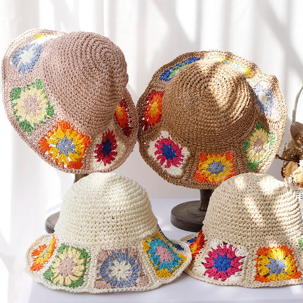 Straw Flower UV Protection Bucket Hat