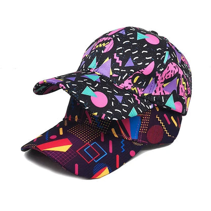 Spring Polyester Graffiti Print Adjustable Unisex Baseball Cap