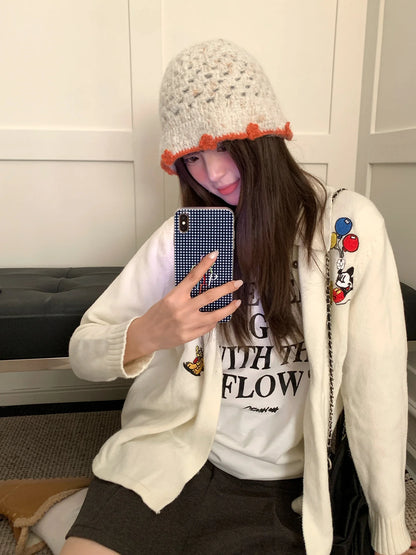 Women's Openwork Knitted Wool Bucket Hat