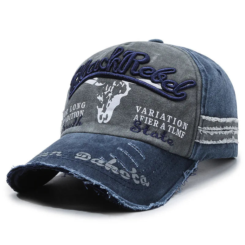 Washed Retro Embroidery Sun Protection Baseball Cap