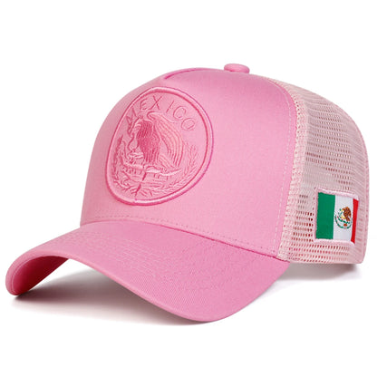 Unisex Mexican Flag Embroidered Mesh Baseball Cap