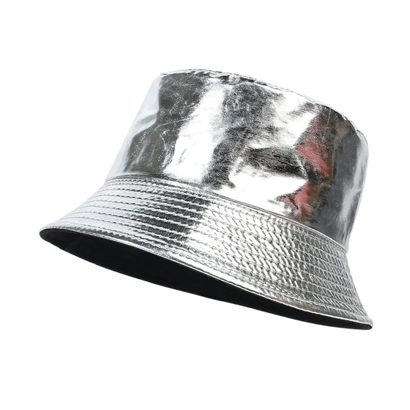 Shiny PU Leather Hip-Hop Bucket Hat