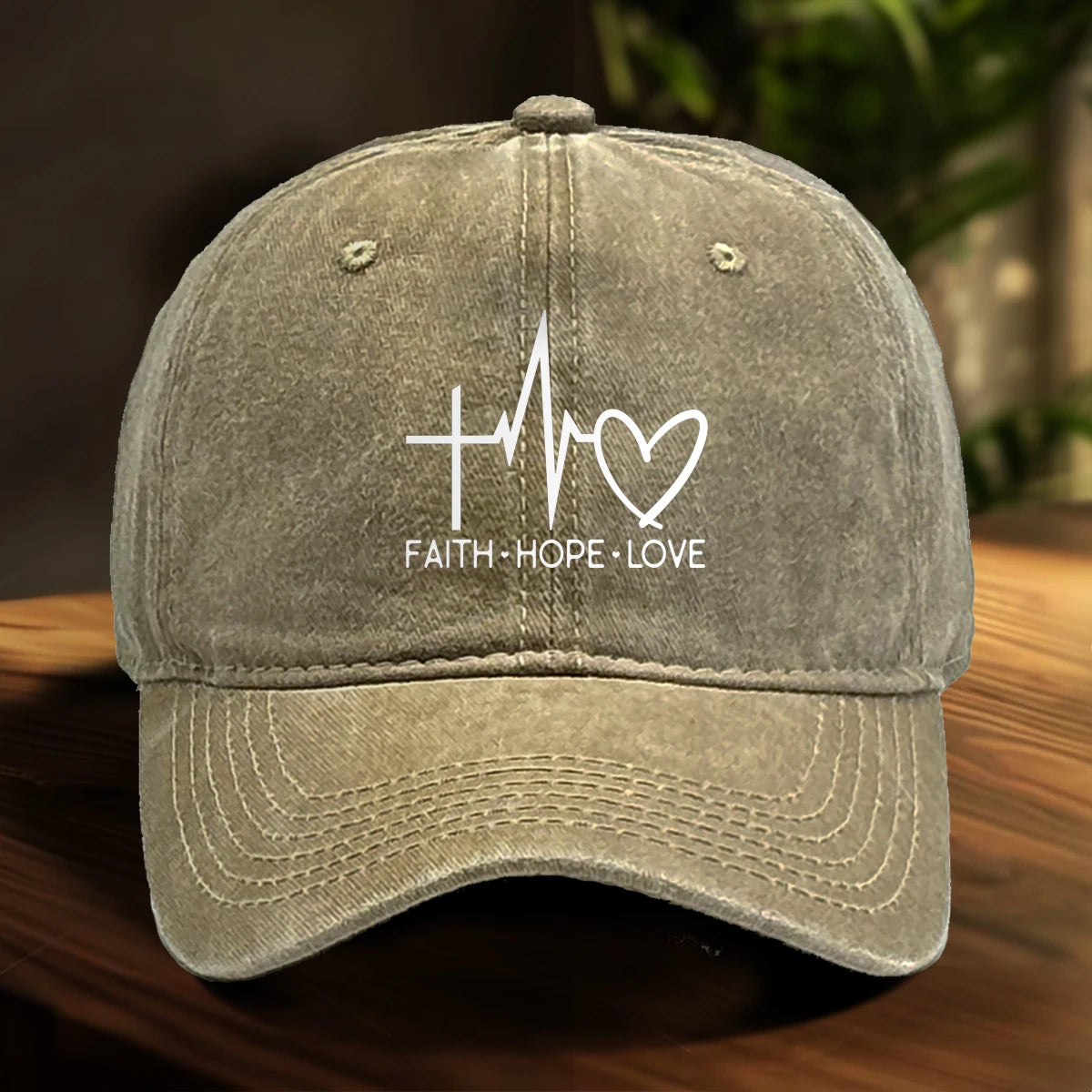 Faith Hope Love Print Adjustable Baseball Cap
