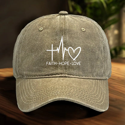 Faith Hope Love Print Adjustable Baseball Cap