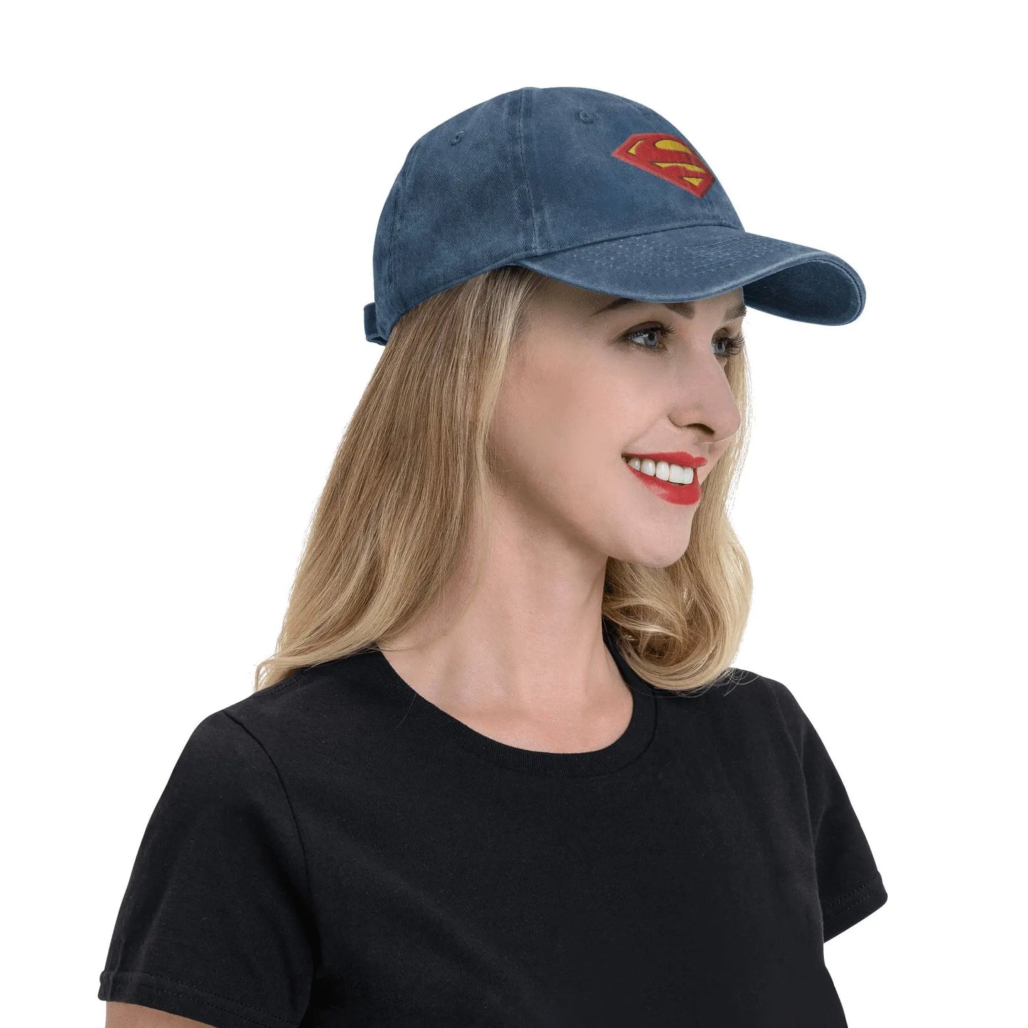 Superman Logo Retro Distressed Washed Baseball Cap