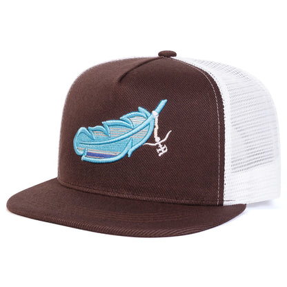 Unisex Colorful Feather Embroidery Hip-hop Net Hats