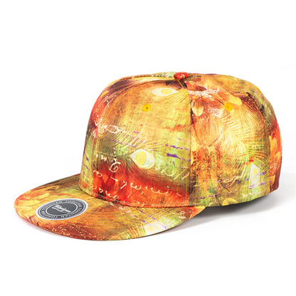 Peafowl Feather Printed Flat Visor Baseball Cap